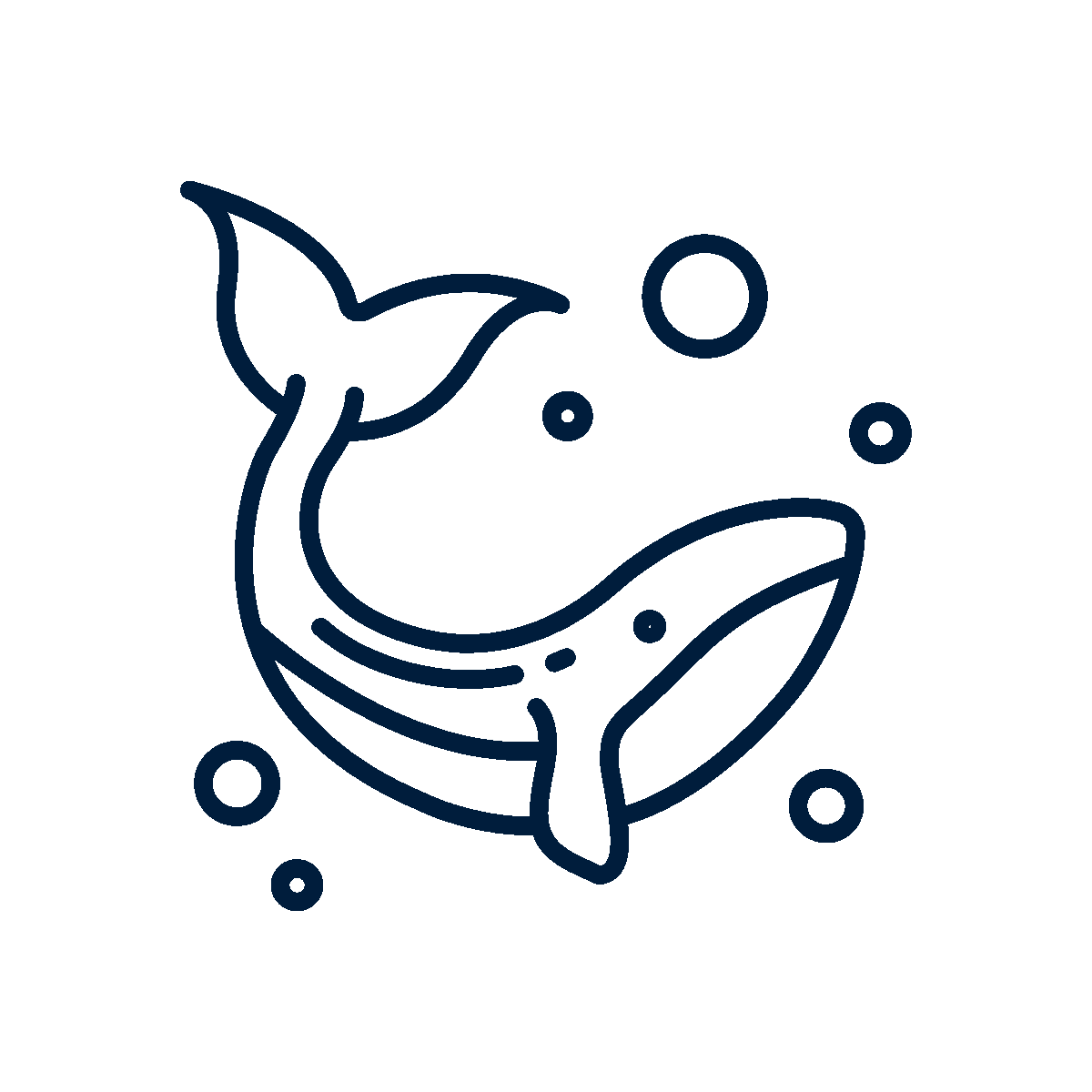 Transparent logo with whale icon and water bubbles